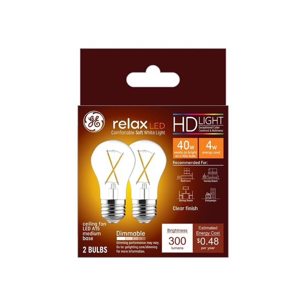 Current Relax HD A15 E26 (Medium) LED Bulb Soft White 40 Watt Equivalence , 2PK 31313